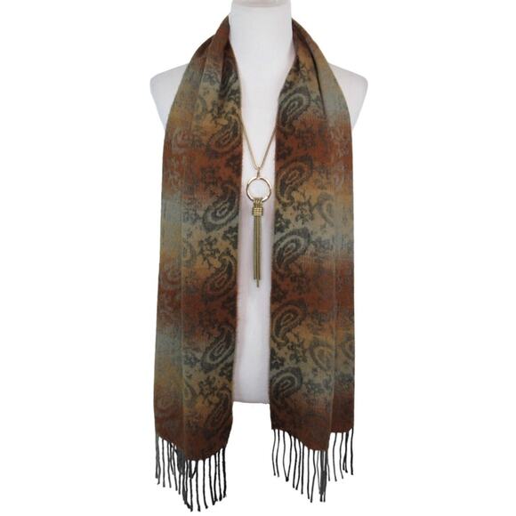 CEJON Ombre Paisley Woven Scarf Fringe Trim One Size - Picture 1 of 9